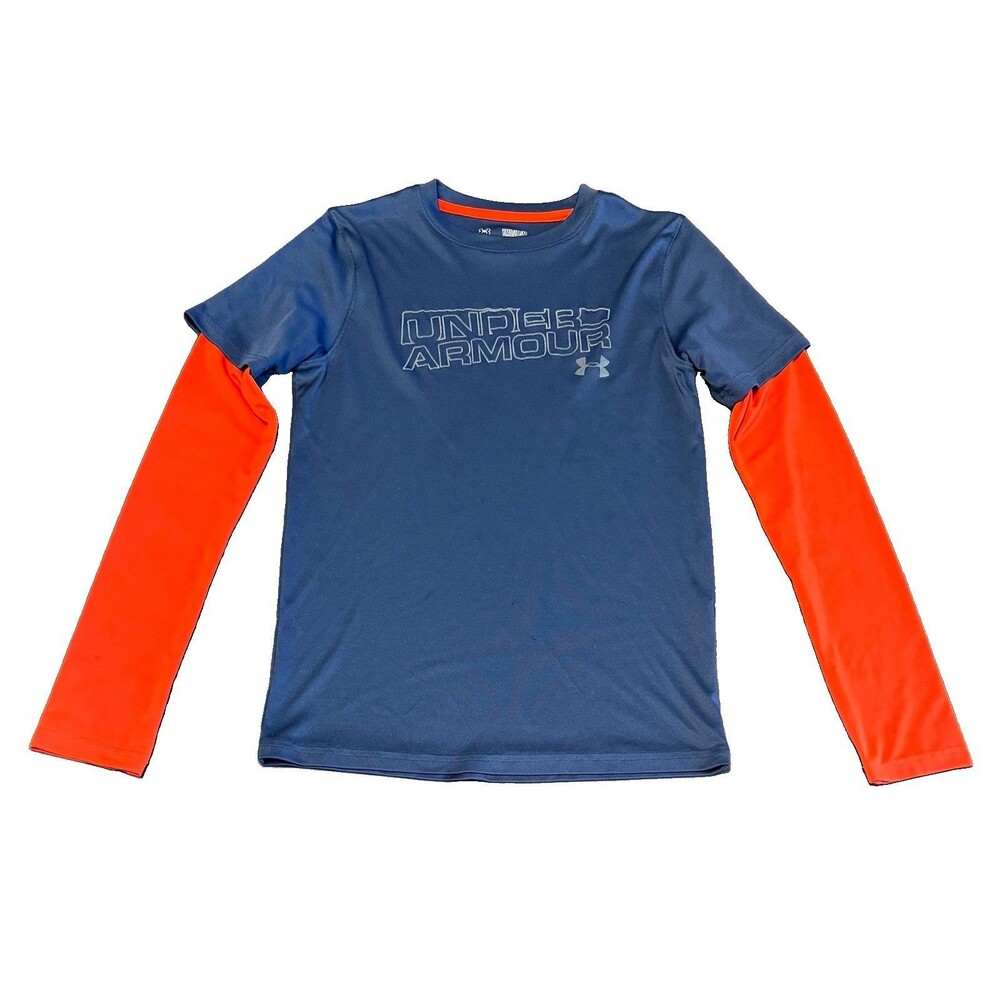 Under Armour Boys Youth Medium Loose Moisture Wicking Layered Shirt Heat Gear